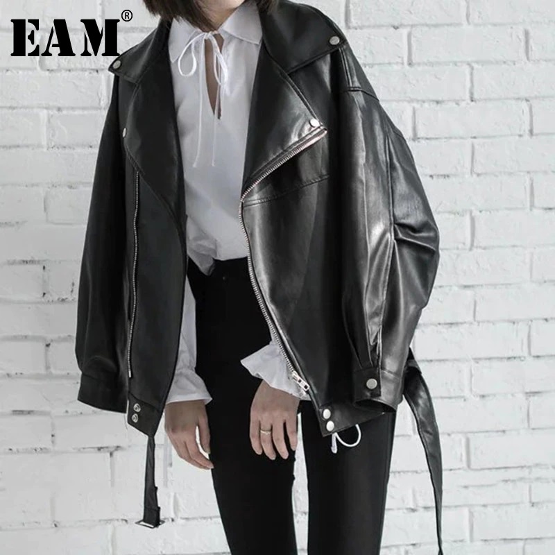 High Quality 2021 Spring Black PU Leather Jacket